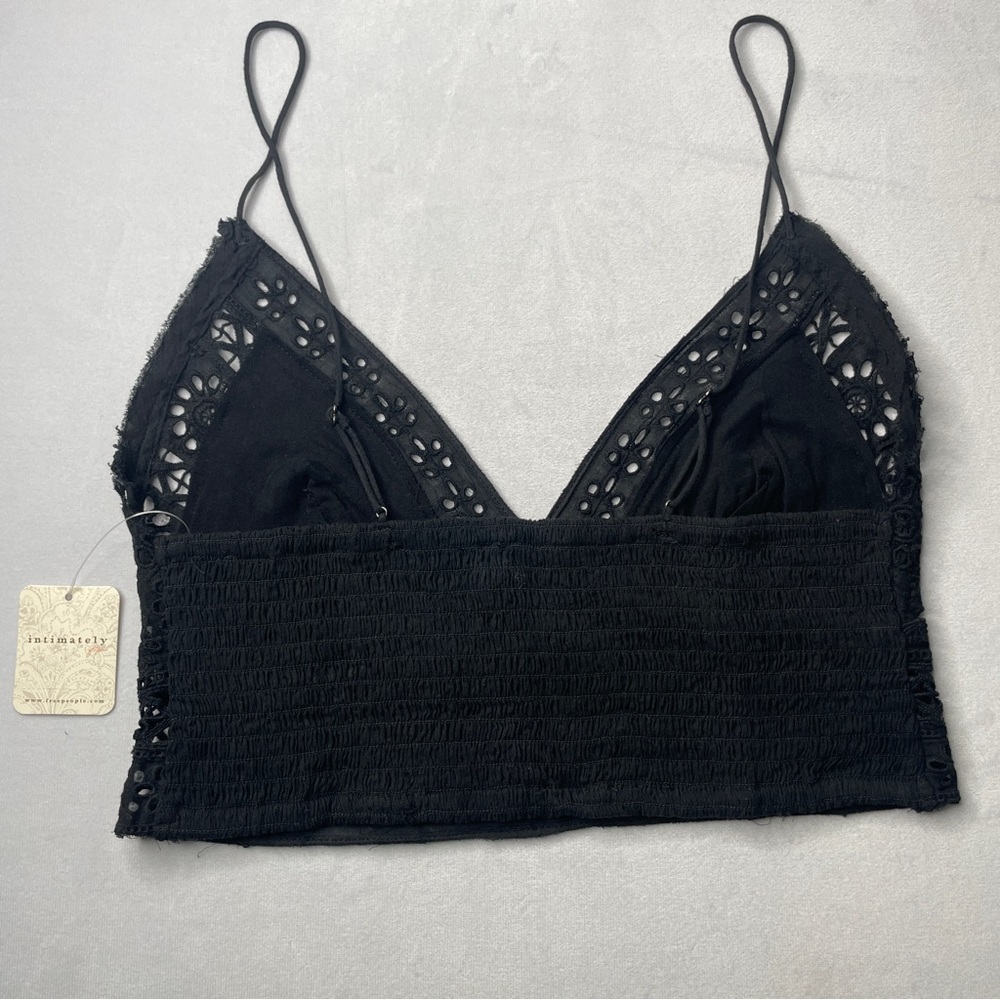Free People Intimately Carrie Embroidered V-Neck Bralette In Black Size Large - Picture 5 of 8